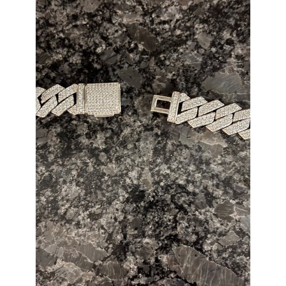 Brooklyn Exchange Mens Cubic Zirconia Stainless Steel Cuban Link Chain Necklace - Picture 14 of 16